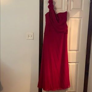 Floral detailed one shoulder chiffon dress